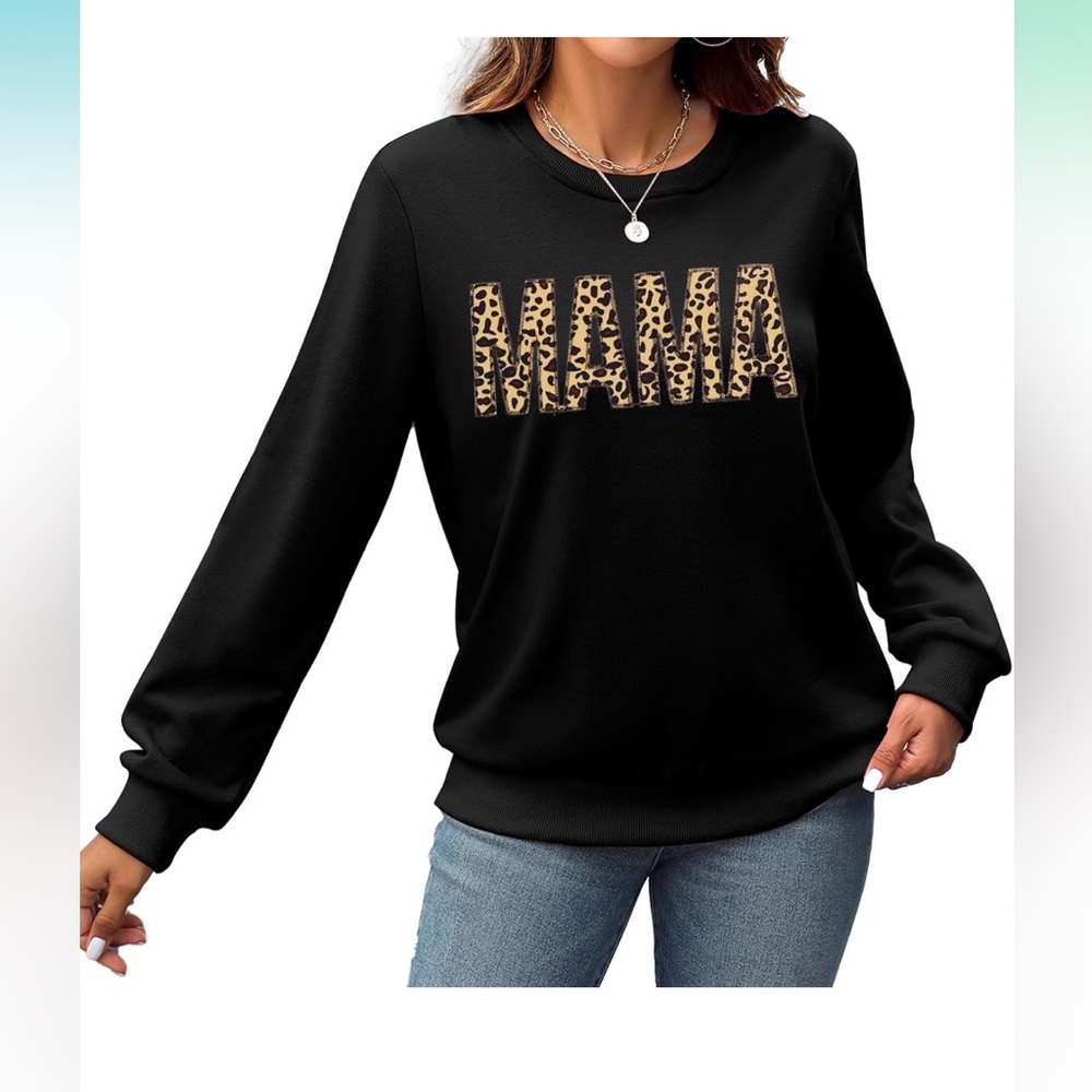 Women’s Black Embroidered Mama Sweatshirt